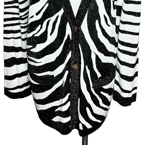 St. John metallic zebra print oversized cardigan size M - Picture 4 of 16